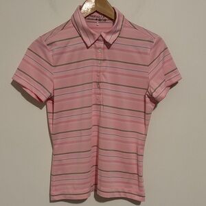 Nike Pink Striped Golf Polo